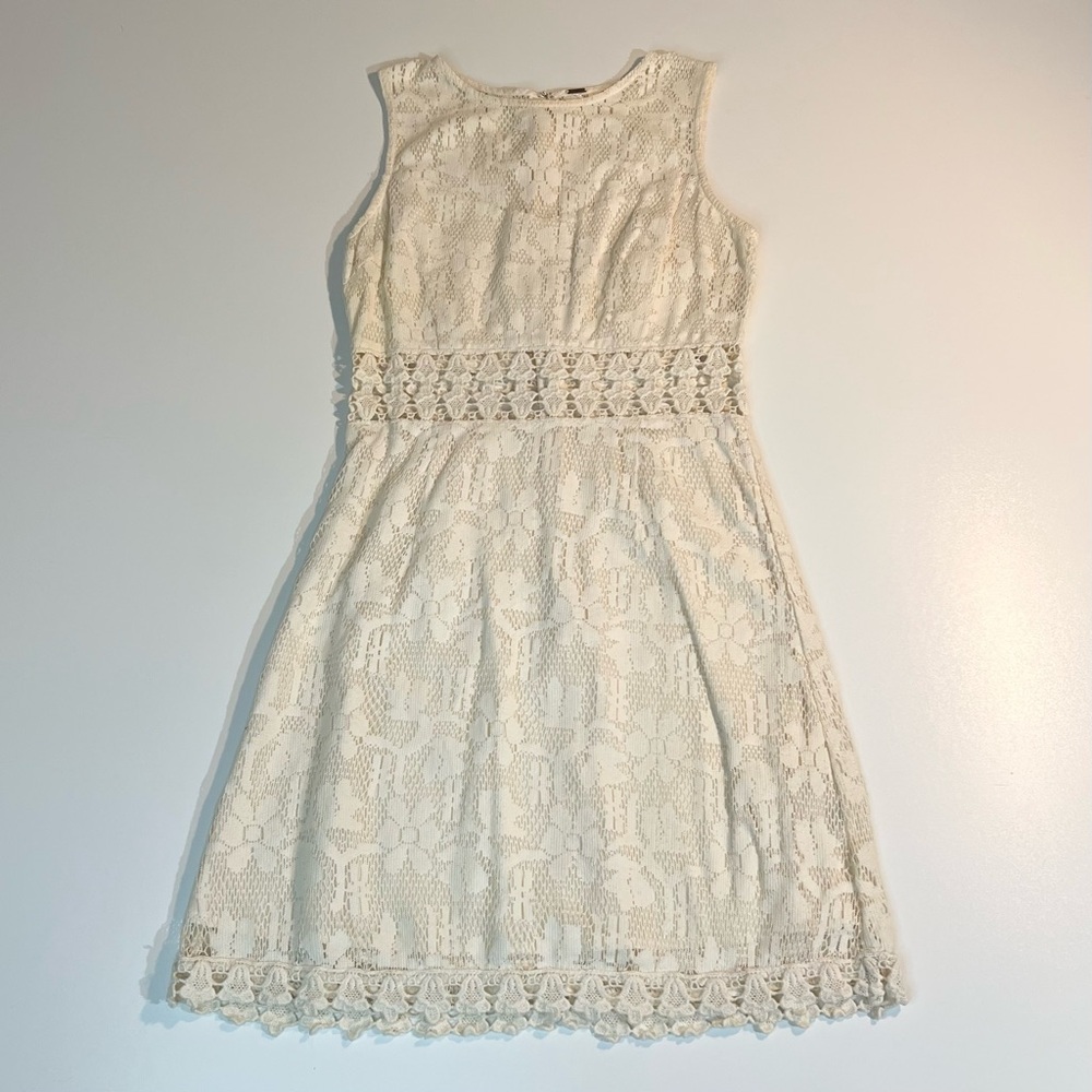 Free People Quiet Luxury Preppy Clean Girl Boho Women’s Ivory Cocktail Dress Sz0